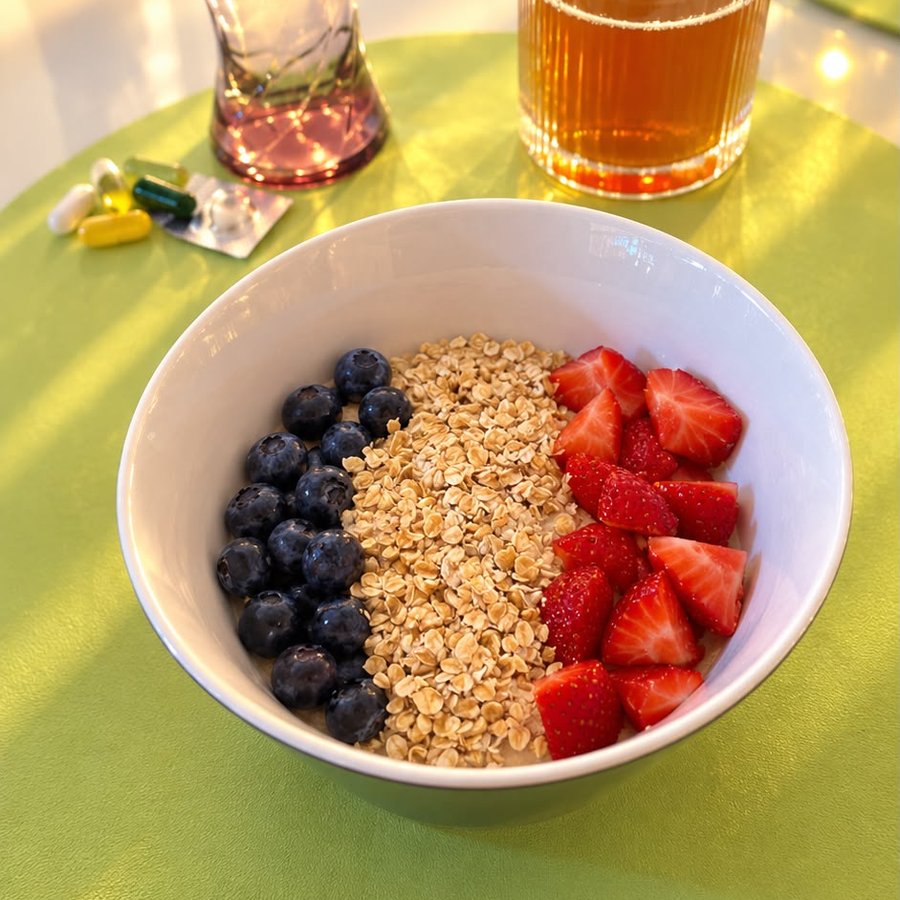 Bowl mirtilli, fragole e avena