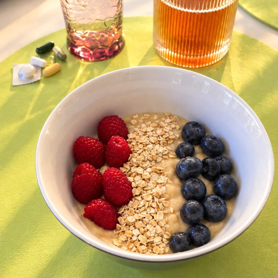 Bowl mirtilli, lamponi e avena