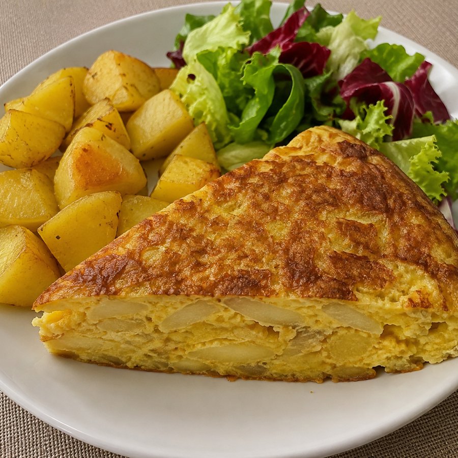 Frittata al forno, patate e insalata