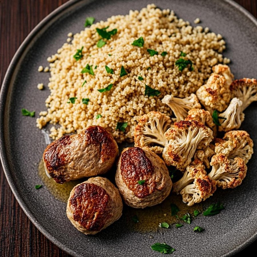 Polpette di tacchino, bulgur e cavolfiore